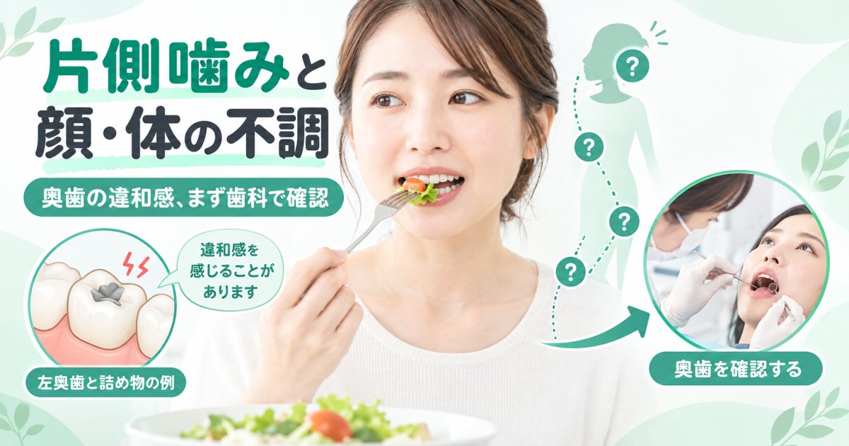片側だけで噛むと顔は歪む？奥歯の違和感と肩こり・腰痛の関係