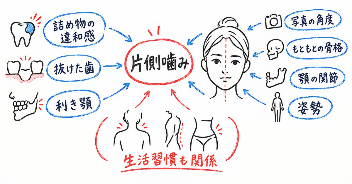 片側噛みは顔の左右差や体の歪みにつながる？